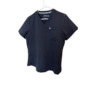 Fabletics Scrub Shirt‎ Mens Small Navy Blue V Neck Pocket Medical Work Top